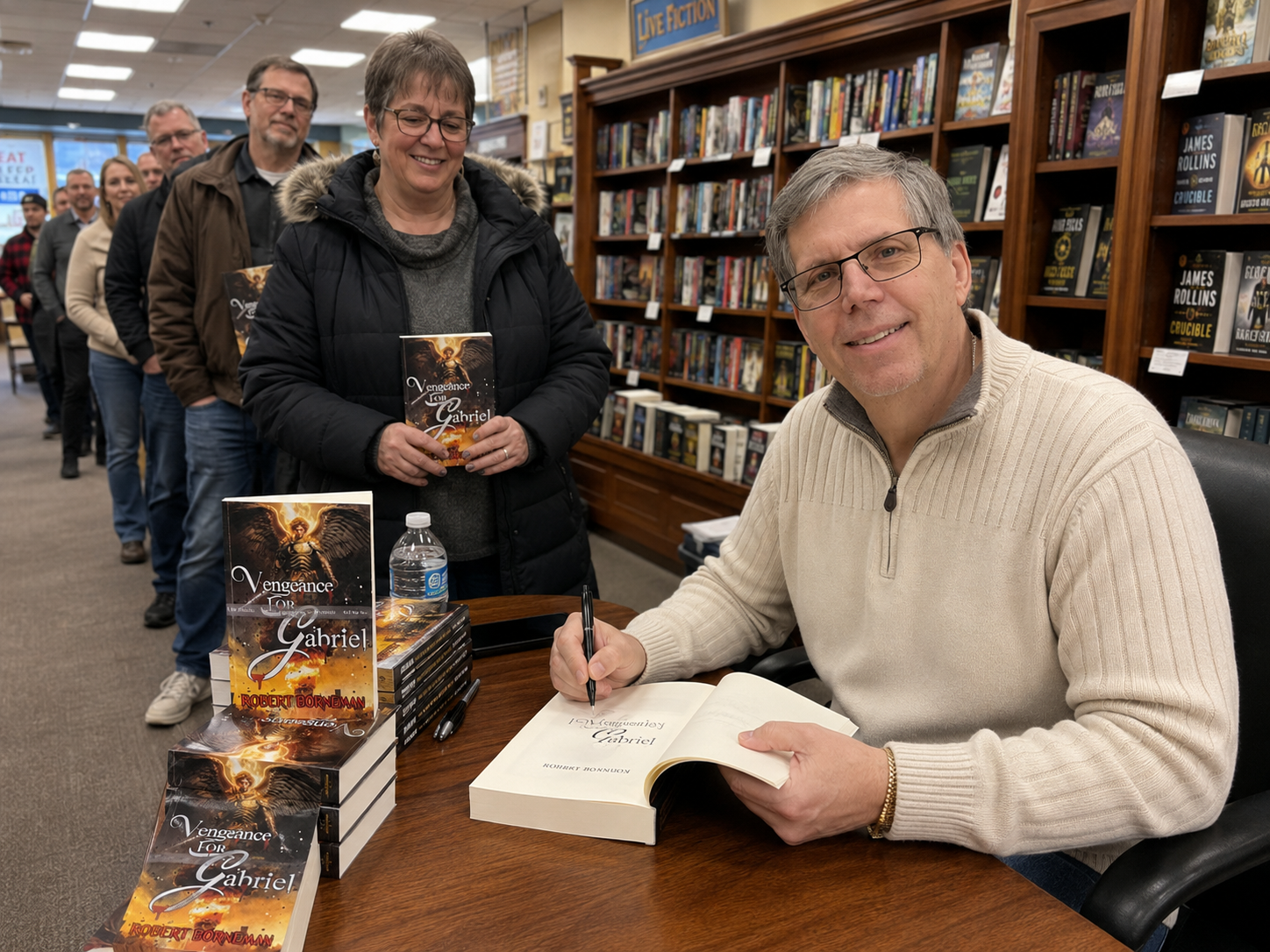 Fans lined up at a Robert Borneman book signing